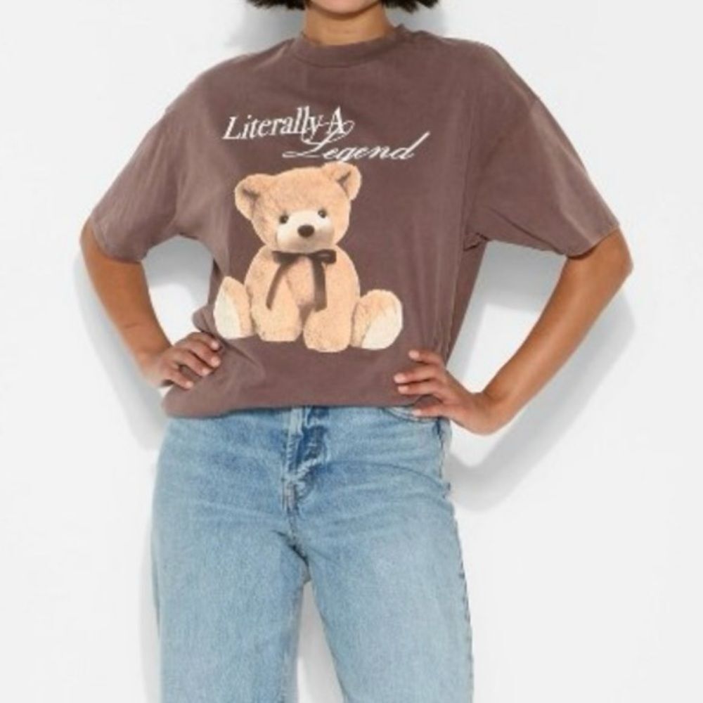 Wild Fable Literally A Legend Brown Teddy Bear Oversized Graphic Tee. XS. NEW. - Picture 2 of 10